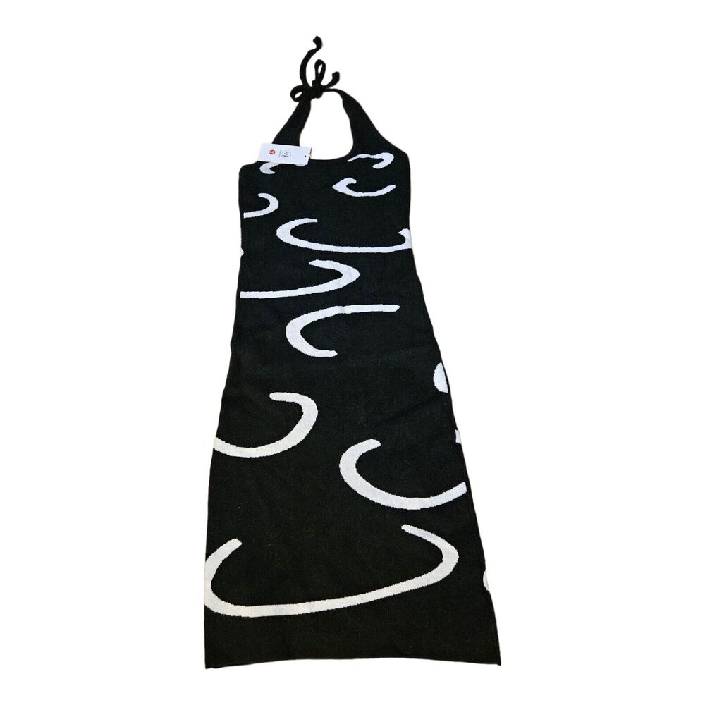 Metyou Small Black, White Sleeveless Knit Maxi Dress